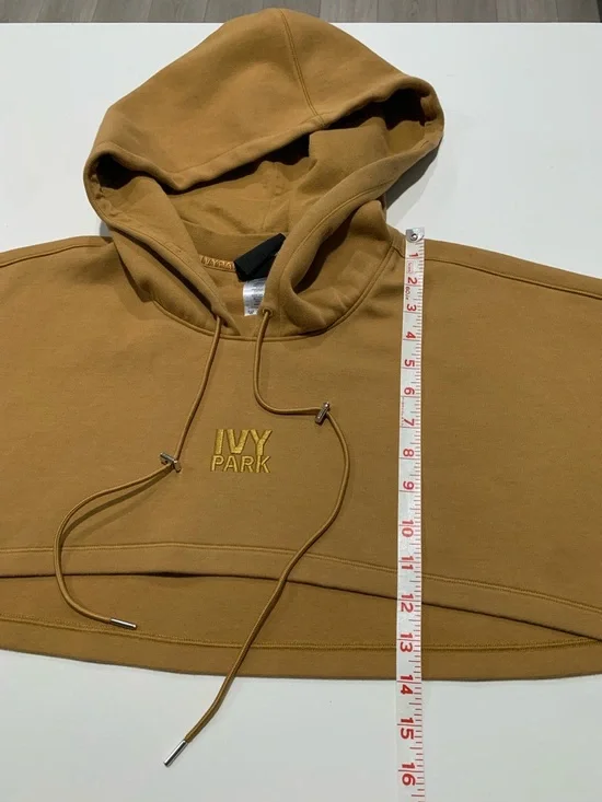 Adidas Women’s Ivy Park Crop Hoodie Shrug Top in Mesa Gold, Mustard Brown, Small - Picture 6 of 8